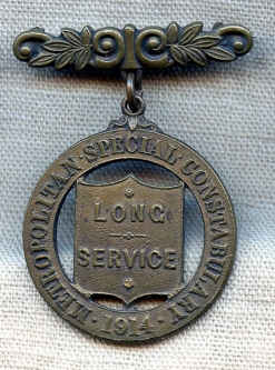 1914 London Metropolitan Special Constabulary Long Service Medal in Bronze by J.R. Gaunt