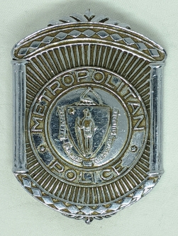 Nice 1950's Boston, MA Metropolitan Police Badge #496.