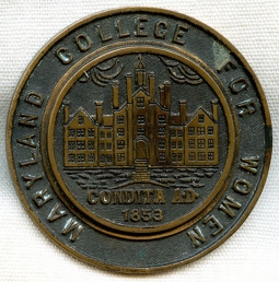 Large Circa 1900 Bronze Pin-Back Badge for Maryand College for Women in Lutherville, MD