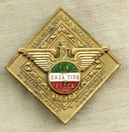 1930's #'d Mexican Military School Badge from Caza Tiro Y Pesca