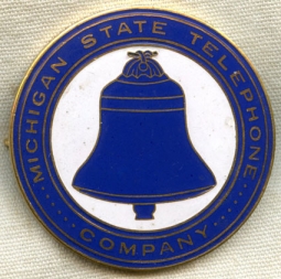 Beautiful, Large Enameled Circa 1910s Michigan State Telephone Company Worker ID Badge