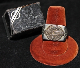 Cool 1930's WWII Military Service State Guard Ring in Nickel & Silver Deco Design. Found in Maine.