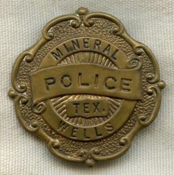 Circa 1910s Mineral Wells, Texas Police Badge by C.D. Reese of New York