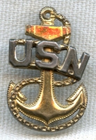 WWII Miniature USN CPO Hat Badge in Sterling by H&H