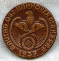Minty 1937 NSDAP Gautag Ost-Hannover Tinnie in Pressed Leather