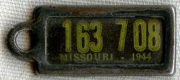 1944 Missouri DAV (Disabled American Veterans) Mini License Plate Key Tag "IdentoTag"