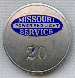 1920s Missouri Power and Light Service Employee Badge