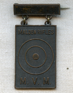 1880's-90's Malden (MA) Rifles, MA Volunteer Militia Bronze Marksmanship Award Medal