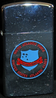 1975 Slim Zippo USN Lighter for the So. Atl. Force, US Atl. Fleet w/ Inscription from Commander