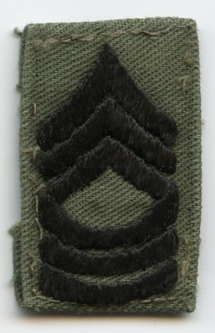 Circa 1967-1968 US Army Master Sergeant Collar Insignia Embroidered on Olive Drab for Jungle Jacket