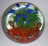Fabulous 1950s-1960s Murano Glass Globe with Dolphins, Fish, Plants & Bubbles