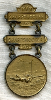 Circa 1895-1896 Sharpshooter Medal for Massachusetts Volunteer Militia (MVM) in Gilt Bronze