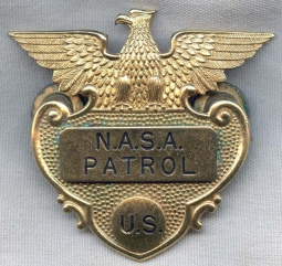 Ext Rare Circa 1958 1st Issue NASA Patrol (Later Security Force) Hat Badge