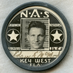Wonderful WWII NAS Naval Air Station Key West Official Driver Photo ID Badge