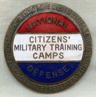 Large 1920's-30's CMTC Citizen's Military Training Camps Instructor Breast Badge