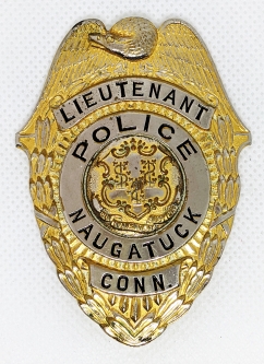 Great 1940's - 50's Naugatuck Connecticut Police Lieutenant Badge
