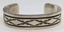 Wonderful, HEAVY Men's Bracelet in Retro Stamped Style by Navajo Artist Darin Bill