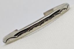 Cool Vintage Navajo Stamped Silver "Half Round wire Bracelet