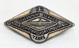 Ca 1945 25 years Gov. Service at Naval Shipyard Portsmouth NH Sterling Silver Lapel Pin. RARE.