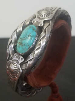 Wonderful, Heavy, 1930's Navajo Turquoise & Silver Bracelet