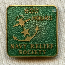 WWII US Navy Relief Society Badge for 600 Volunteer Hours
