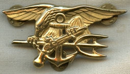 Gorgeous Early 70's US Navy SEAL Officer Trident Badge Nicely Marked by H & H