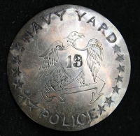 Gorgeous Civil War Period US Navy Yard Police Badge in Hand-Engraved Sheet Silver