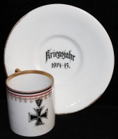 Beautiful Early WWI Imperial German Patriotic Demitasse with Iron Cross