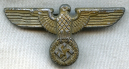 WWII Nazi Party Leader Visor Hat Badge Eagle in Anodized Zinc
