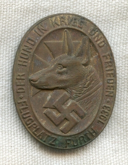 Extremely Rare 1933 Nazi Tinnie Celebrating War Dogs from Furth