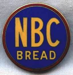 1940s-Early 1950s National Biscuit Co. (NBC - now Nabisco) Bread Delivery Truck Driver's Cap Badge