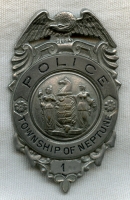Beautiful Circa 1900 Neptune Township, New Jersey Police Badge #1, Possibly for Chief