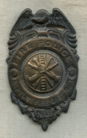 Large Circa 1900 Fire Police Badge from Neptune Fire District No. 1, Neptune Township, New Jersey