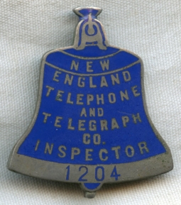 Wonderful Circa 1900 New England Telephone & Telegraph Co. Inspector Badge