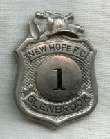 Ca. 1917 1st Issue New Hope Fire Co. Badge #1 from Glenbrook (Stamford), Connecticut