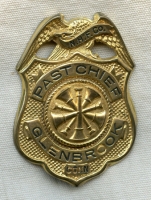 Ca. 1920s New Hope Fire Co. Past Chief Badge from Glenbrook (Stamford), Connecticut