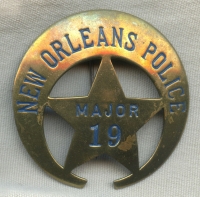 Rare Low #'d 1960s - 1970s New Orleans Louisiana Police Major Badge with N.O.P.D. Mark