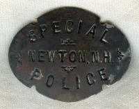 Circa 1890's Newton, New Hampshire Special Police Badge