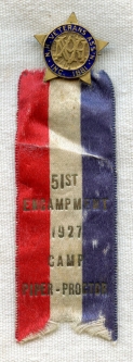 Circa 1927 New Hampshire Veterans Association Inc. 51st Encampment Medal by W&H Co.