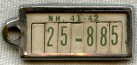 1941-1942 New Hampshire DAV (Disabled American Veterans) Mini License Plate Key Tag