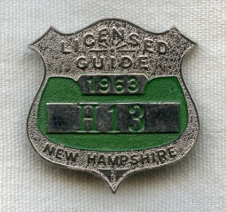 1963 New Hampshire Fish & Game Licensed Guide Badge