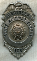 Scarce 1950's NH State Highway Patrol Engineer Badge