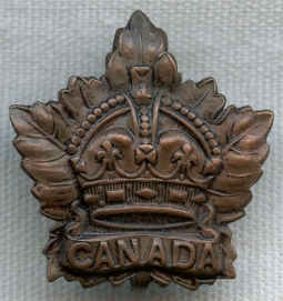 Nicely Maker Marked and Dated WWI Canadian Expeditionary Forces (CEF) Collar Badge