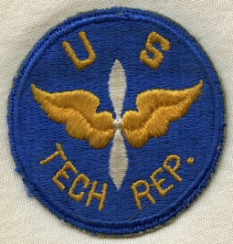 Nice WWII USAAF Tech Rep Patch. Darker Yellow/Orange Variant. Removed from Uniform