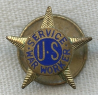 Nice WWI US War Worker Service Lapel Pin by Whitehead & Hoag
