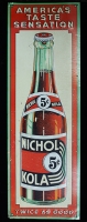 Great, Large Vintage 1930's Nichol Kola Embossed & Lithographed Tin Advertising Sign