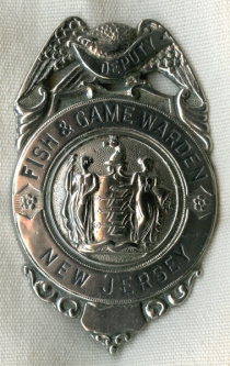 Great Early ca 1910s - 1920s New Jersey Deputy Fish & Game Warden Badge