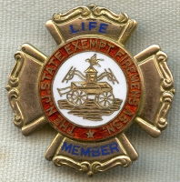 Gorgeous 1920's NJ State Exempt Firemen's Assoc. Life Member's Badge