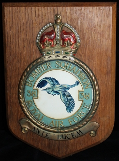 Great WWII Royal Air Force No. 38 Bomber Squadron Brass & Oak Plaque
