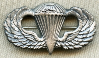 Ext Rare WWII US Army Paratrooper Badge by Norsid in Sterling Pressure Crack in Canopy
